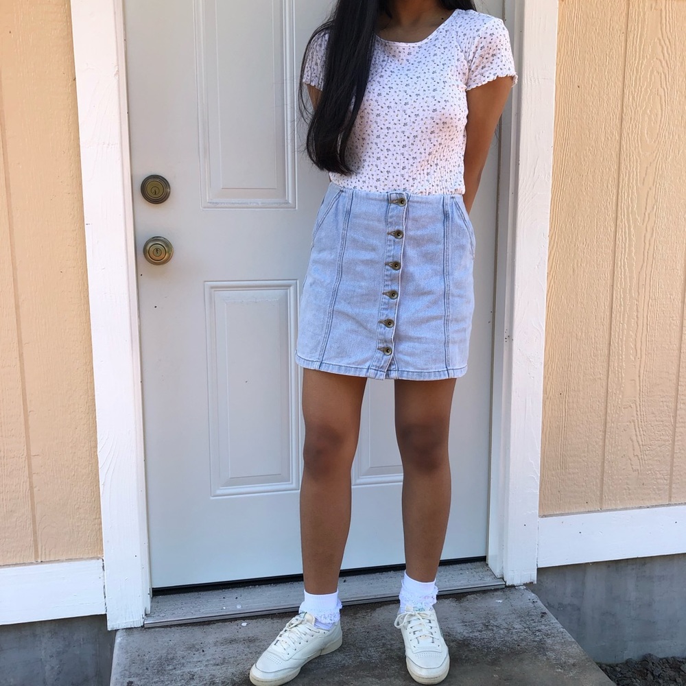 Denim Button Down Mini Skirt